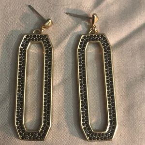 Rebecca Minkoff gold & black rhinestone earrings